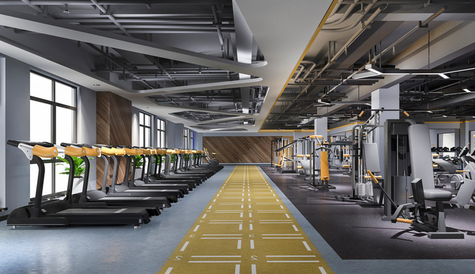 3D Rendering of Modern Fitness Gym